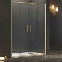 Преграден душ параван с две плъзгащи врати  "ЕFE 600 Oro ", прозрачно стъкло, 160-200х190 см., златен мат
