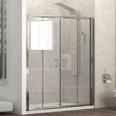 Преграден душ параван с две плъзгащи врати  "FLORA 600", прозрачно стъкло, 150-220х190 см, хром