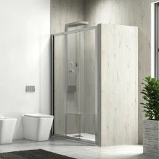 Параван за баня "Penta 300", 90-160х190 см, прозрачно стъкло, хром