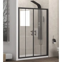 Параван за баня FLORA 600, 150-220х190 см, прозрачно стъкло, черен Параван за баня FLORA 600, 150-220х190 см, прозрачно стъкло, черен