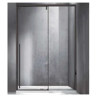Параван за баня SANTORINI 400, 120-150х200 см, прозрачно стъкло, черен мат