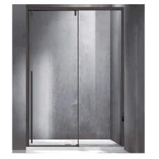 Параван за баня SANTORINI 400, 120-150х200 см, прозрачно стъкло, черен мат