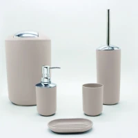 Комплект аксесоари за баня, стоящи, в бежово Комплект аксесоари за баня, стоящи, в бежово