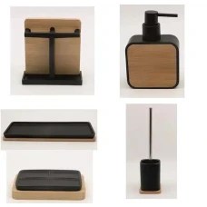 Аксесоари за баня НИНЕЛ, черен мат-дъб