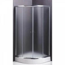Овална душ кабина 80х80см, с подушово корито, мат стъкло, хром