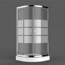 Овална душ кабина 90х90 см, , рисувано стъкло, хром