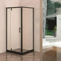 Душ кабина, 90х90 см, прозрачно стъкло, черен