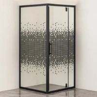Душ кабина 90х90 см, рисувано стъкло, черен мат