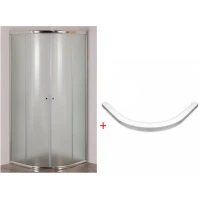 Овална душ кабина 90х90 см, с включен праг, мат стъкло, хром