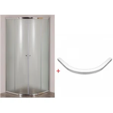 Овална душ кабина 90х90 см, с включен праг, мат стъкло, хром