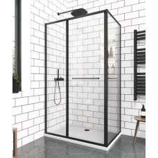 Правоъгълна душ кабина GRAZIANA, прозрачно стъкло, черен мат