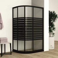 Душ кабина, 85-95х110-120х190 см, черен
