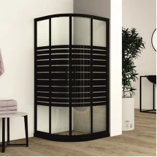 Овална душ кабина регулеруема, черно