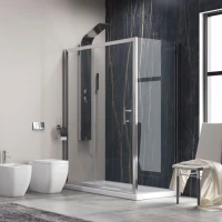 Правоъгълна душ кабина FLORA 500 & S-10, 70-90х100-150х190 см, прозрачно стъкло, хром Правоъгълна душ кабина FLORA 500 & S-10, 70-90х100-150х190 см, прозрачно стъкло, хром