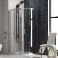 Овална душ кабина FLORA 200 Transparente, 80-90х80-90х180 см, прозрачно стъкло, хром