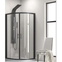 Овална душ кабина FLORA 200 Nero, 80-90х80-90х190 см, прозрачно стъкло, черен мат