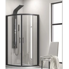 Овална душ кабина FLORA 200 Nero, 80-90х80-90х190 см, прозрачно стъкло, черен мат