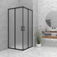 Врата и стационарно стъкло за душ кабина BELLA S,  мат стъкло, черно