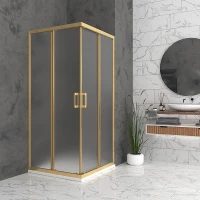 Врата и стационарно стъкло за душ кабина BELLA S, мат стъкло, злато Врата и стационарно стъкло за душ кабина BELLA S, мат стъкло, злато