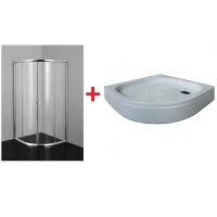 Душ кабина в комплект с душ корито, овал, 80х80х200 см, хром