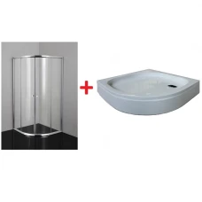 Душ кабина в комплект с душ корито, овал, 80х80х200 см, хром