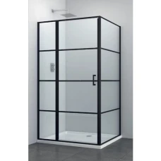 Правоъгълна душ кабина ELITE-KF Black, 80-90х100-120х195 см