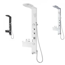 Хидромасажен душ панел с органайзер IBIZA, сребрист-бял-черен