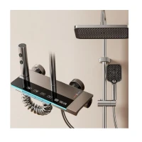 Душ система ELITE Pro 34, пиано бутони, термостатен смесител, LED дисплей, хром