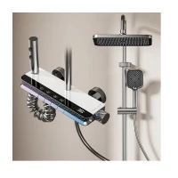 Душ система ELITE Pro 36, пиано бутони, термостатен смесител, LED дисплей, хром