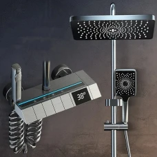 Душ система ELITE Pro 2, пиано бутони, термостатен смесител, LED дисплей