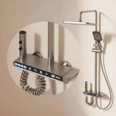 Душ система ELITE Pro 28, пиано бутони, термостатен смесител, LED дисплей, хром