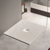 Душ корито MARBLE Texture, 90х90х3.5 см, бял мрамор