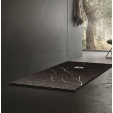 Душ корито MARBLE Texture, 100-140х80х3.5 см, черен мрамор
