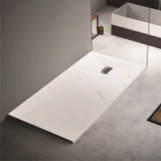 Душ корито MARBLE Texture, 100-140х80х3.5 см, бял мрамор