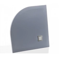 Овално душ корито от полимер мрамор PIETRA Cemento, 90х90х2.5 см, сиво