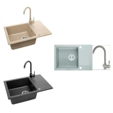 Мивка за кухня комплект със смесител CELEBES, 44х65х17 см, гранит