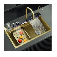 Мивка за кухня ELITE Pro Spark 75, пиано бутони, двоен водопад, златист Мивка за кухня ELITE Pro Spark 75, пиано бутони, двоен водопад, златист
