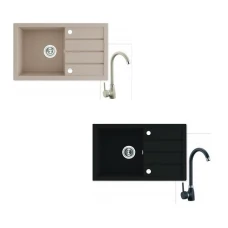 Мивка за кухня комплект със смесител TROY, 48х79х17 см, гранит