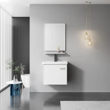 мебели за баня ZETA, комплект, от PVC, 40 см. - долен шкаф с умивалник и огледало с етажерка