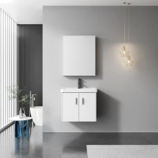 мебели за баня ZETA, комплект, от PVC, 50 см. - долен шкаф с умивалник и горен шкаф с огледало 