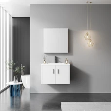 Мебели за баня ZETA, комплект, от PVC, 60 и 80 см. - долен шкаф с умивалник и горен шкаф с огледало