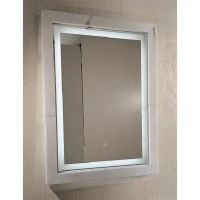 Огледало за баня LED с мраморна рамка, 60х80 см