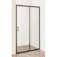 Параван за баня, 120-160х185 см, прозрачно стъкло, черен