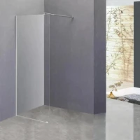 Параван за баня, 80-90х195 см, прозрачно стъкло, хром