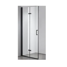 Параван за баня, 70-90х190 см, прозрачно стъкло, черен