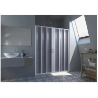 Параван за баня FLEX Central, хармоника, 90-180x185 см, обков PVC - бял            