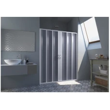 Параван за баня FLEX Central, хармоника, 90-180x185 см, обков PVC - бял            