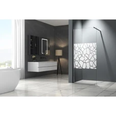 Параван за баня, 70-90х200 см, рисувано стъкло, хром