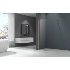 Параван за баня БРОУДИ, 80-90х200 см, прозрачно стъкло, розово злато