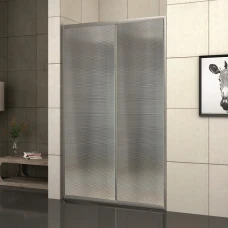 Параван за баня, 110-180х190 см, мат стъкло, хром